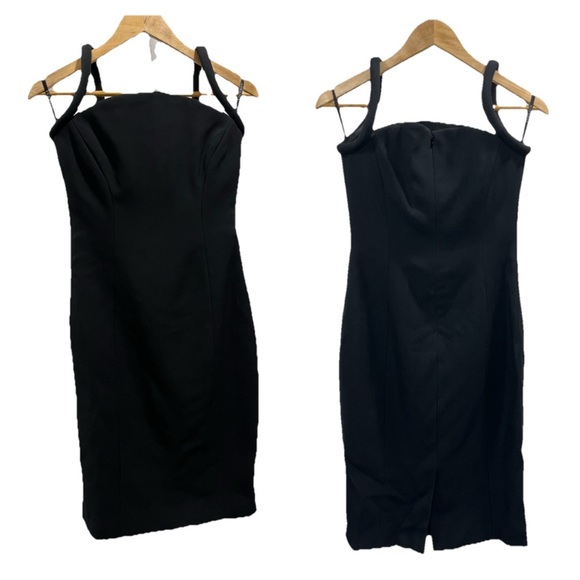 VERSACE Enver Black Sheath Midi Dress IT 40 US 4 ASO Hailey Bieber Stretch NWT - Picture 6 of 15